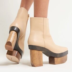 Beige Platform Ankle Boots